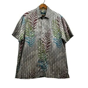 Tommy Bahama Limited Copyrighted Print Silk Camp Shirt L Tropical Leaf Pattern